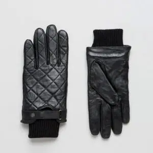 Qulited Leather Gloves In Black